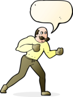 cartoon retro boxer man with speech bubble png