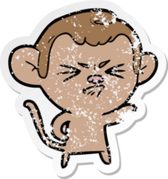 distressed sticker of a cartoon angry monkey png