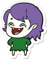 sticker of a cartoon laughing vampire girl png