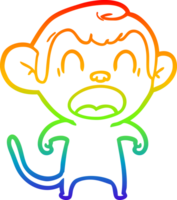 rainbow gradient line drawing shouting cartoon monkey png