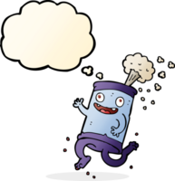 cartoon crazy soda can with thought bubble png