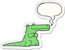 crocodile de dessin animé et autocollant de bulle de dialogue png