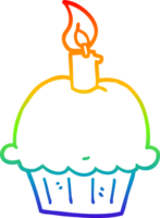 regenbooggradiënt lijntekening cartoon verjaardag cupcake png