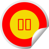 circular peeling sticker cartoon pause button png