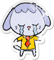 distressed sticker of a cartoon dog crying png