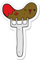 sticker van een cartoon worst en vork png