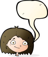 cartoon happy female face with speech bubble png