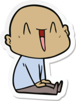 sticker of a happy cartoon bald man png