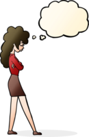 cartoon annoyed woman with thought bubble png