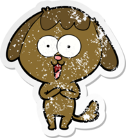 pegatina angustiada de un lindo perro de dibujos animados png