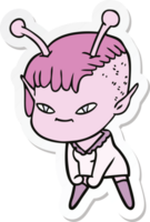 sticker of a cute cartoon alien girl png