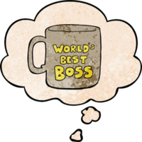 worlds best boss mug and thought bubble in grunge texture pattern style png