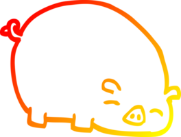 línea de gradiente caliente dibujo cerdo de dibujos animados png