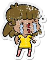 vinheta angustiada de uma mulher de desenho animado em lágrimas png