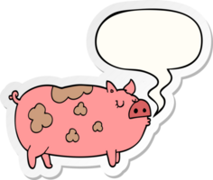 cartoon pig and speech bubble sticker png