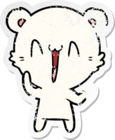 distressed sticker of a laughing polar bear cartoon png