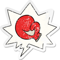 boxing glove cartoon and speech bubble distressed sticker png