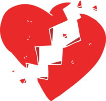 flat color illustration of a cartoon broken heart png