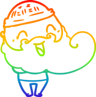 línea de gradiente de arco iris dibujando hombre feliz con barba y sombrero de invierno png