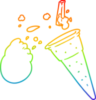 rainbow gradient line drawing cartoon ice cream png