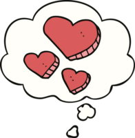 cartoon love hearts and thought bubble png