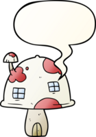 cartoon fairy mushroom house and speech bubble in smooth gradient style png