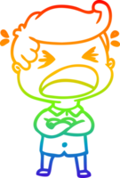 rainbow gradient line drawing cartoon shouting man png