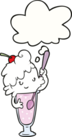 cartoon ice cream soda girl and thought bubble png