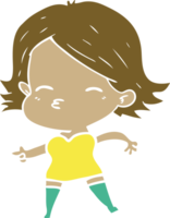 flat color style cartoon woman pointing png