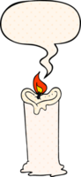cartoon candle and speech bubble in comic book style png