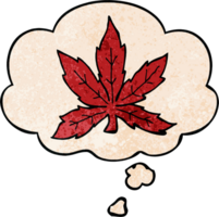 feuille de marijuana de dessin animé et bulle de pensée dans le style de motif de texture grunge png