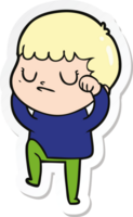 sticker of a cartoon grumpy boy png