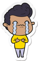 sticker of a cartoon man crying png