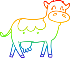 rainbow gradient line drawing cartoon dairy cow png