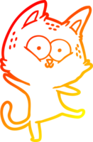 warm gradient line drawing cartoon cat dancing png