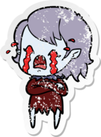 distressed sticker of a cartoon crying vampire girl png