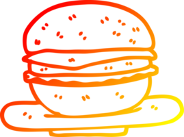 hamburguesa de dibujos animados de dibujo de línea de gradiente cálido png