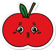 sticker of a cute cartoon red apple png