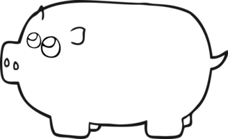 black and white cartoon piggy bank png