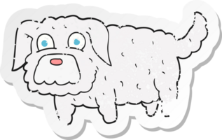 autocollant rétro en détresse d'un petit chien de dessin animé png