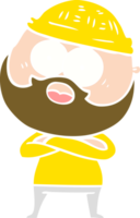 flat color style cartoon surprised bearded man png