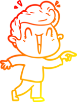 warm gradient line drawing cartoon excited man png