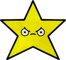 estrella de oro de dibujos animados de textura grunge retro png