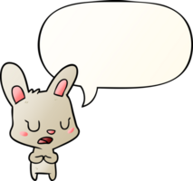 cartoon konijn praten en tekstballon in vloeiende verloopstijl png
