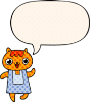 cartoon cat and speech bubble in comic book style png
