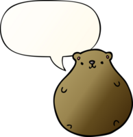 cartoon bear and speech bubble in smooth gradient style png