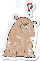 distressed sticker of a cartoon curious bear png