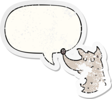 cartoon wolf and speech bubble distressed sticker png