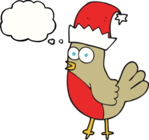 thought bubble cartoon robin in christmas hat png