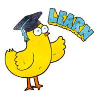 texturé dessin animé oiseau avec apprendre texte png